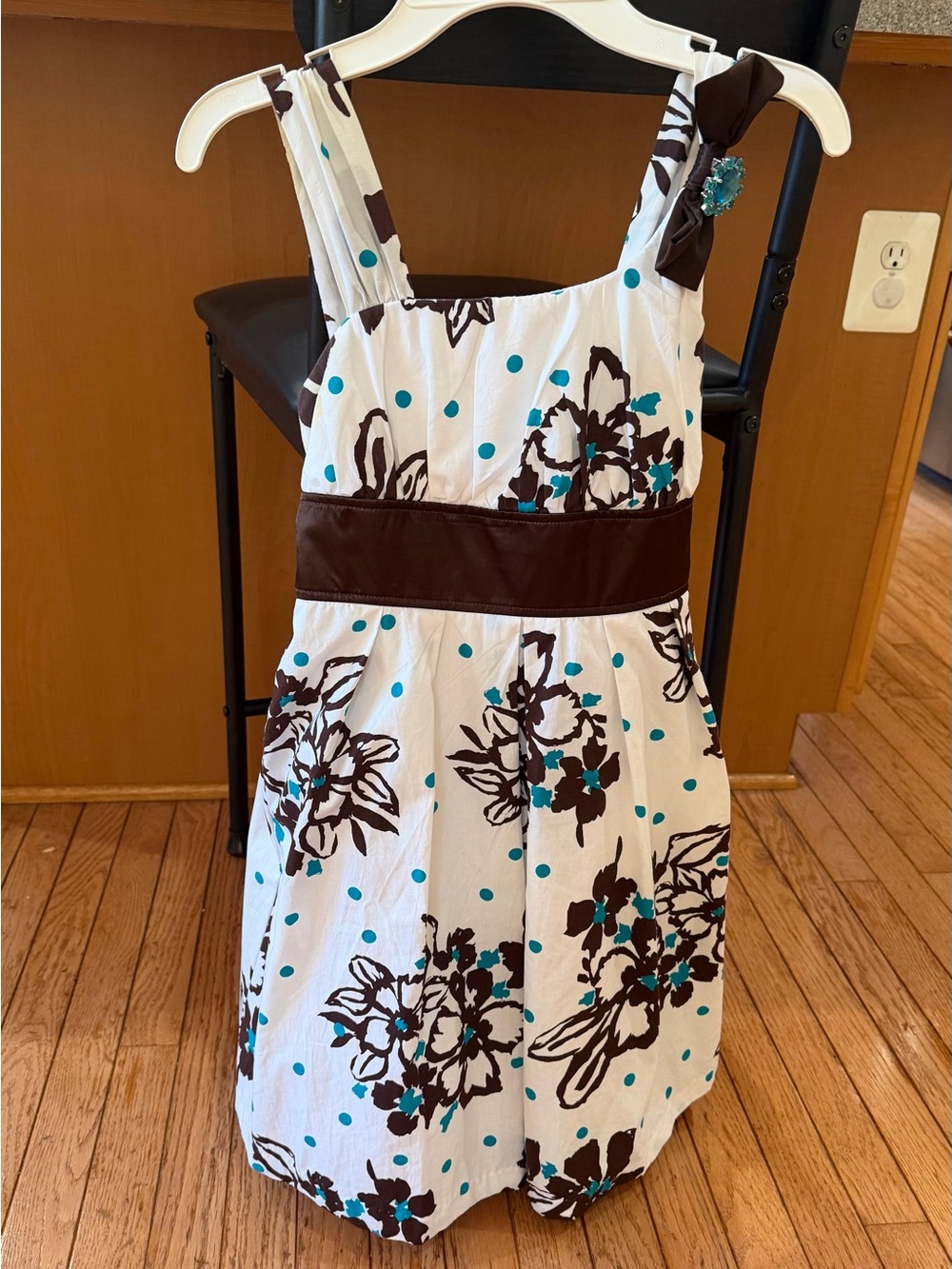 My Michelle Girls Floral Polka Dot Dress Size 12